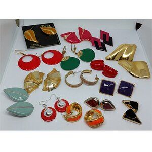 Huge bundle lot 15 pairs vintage retro earrings 80's 90's party